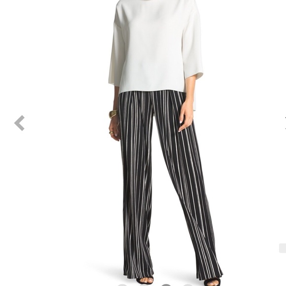 NWOT BLACK LABEL by CHICO’S Pleat-Front Striped Pants - Picture 4 of 17